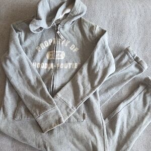 Pajamagram Hoodie-footie Pajama Jumpsuit Grey Size Med Pre-Owned